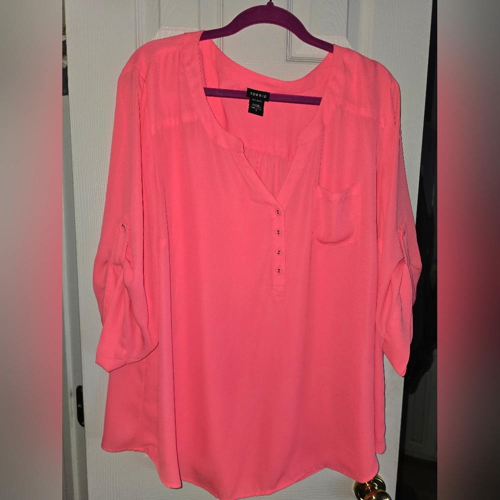 Torrid Harper Neon Pink Blouse
